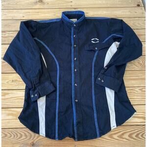 Vintage Express Riders Button Up Western Shirt Size Medium Men’s Black Blue